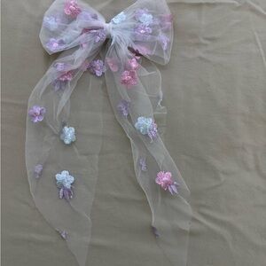 Floral Sheer Bow with Pastel Accents
